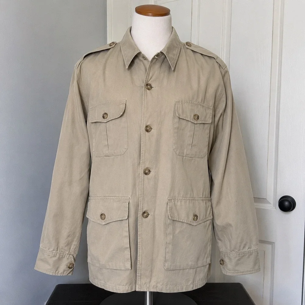 Banana‎ Republic Safari Jacket Mens 48 Tan Cotton Vintage Mill Valley Japan